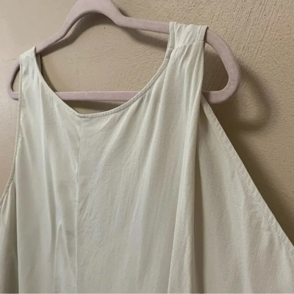 Eileen Fisher Silk Georgette Crepe U-Neck Side Drape Shell Top in Bone Size XL - Picture 4 of 9